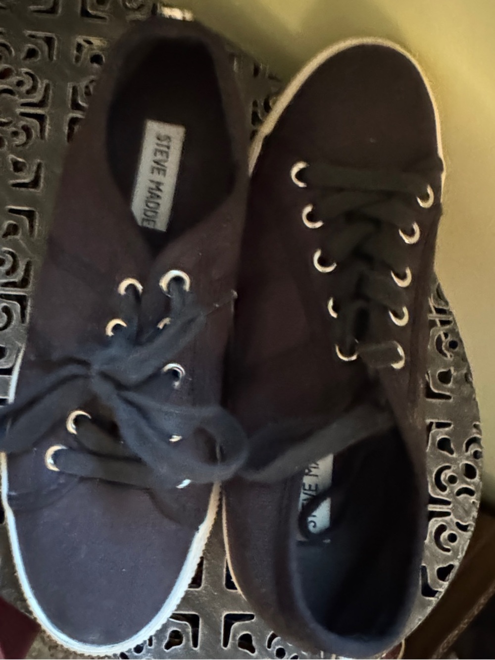 Steven Madden Women’s Black Canvas Platform Sneakers - Casual Lace-Up